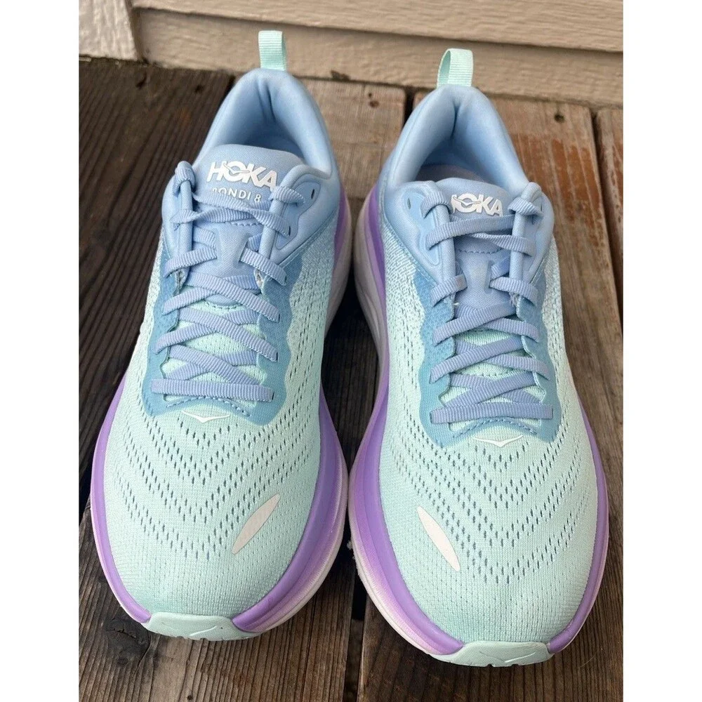 Hoka One One Bondi 8 Women’s 9.5B Running Shoes Airy Blue/Sunlit Ocean